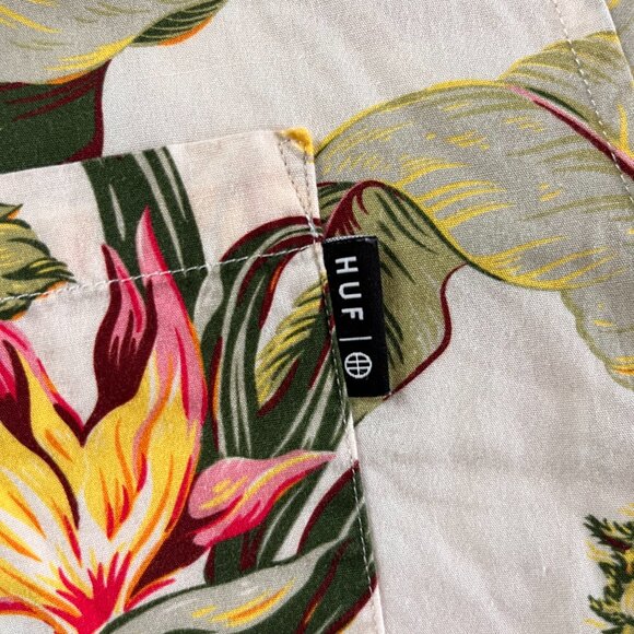 🌴 HUF Floral Button-Up Shirt - "Huf Worldwide" Back Graphic (L) - Picture 5 of 5